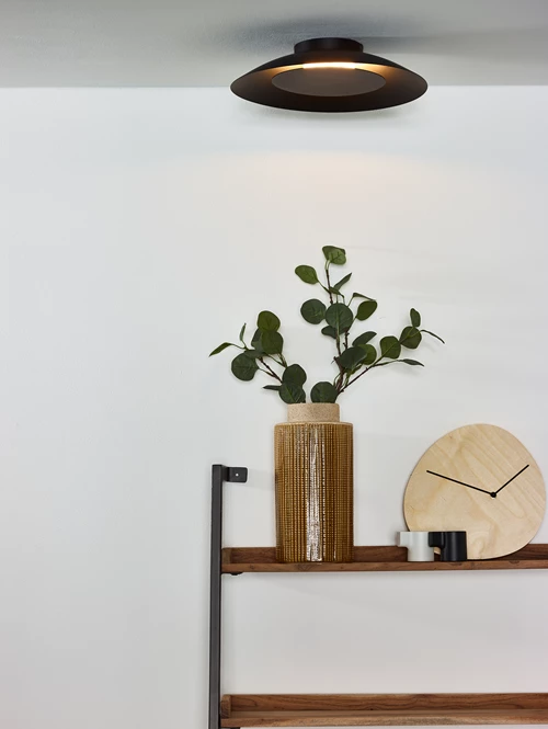 Lucide FOSKAL - Lámpara de techo - Ø 34,5 cm - LED - 1x12W 2700K - Negro - ambiente 1